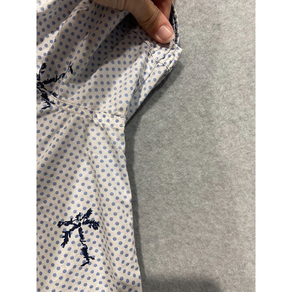 Free Planet White w/ Blue Polka Dot Palm Tree Short Sleeve XL Button Up Shirt - Picture 4 of 9